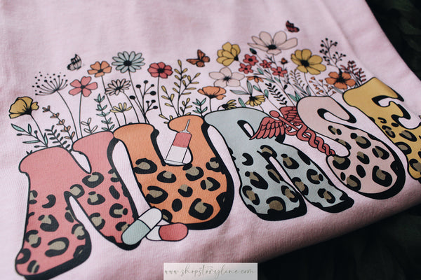 Nurse Floral Tee - READY TO SHIP