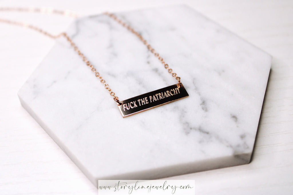Fuck The Patriarchy Bar Necklace